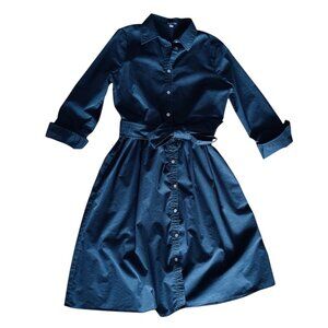 Black Shirt Dress, Midi Length, Land's End, Size 4, Classic, Minimalist, A-Line